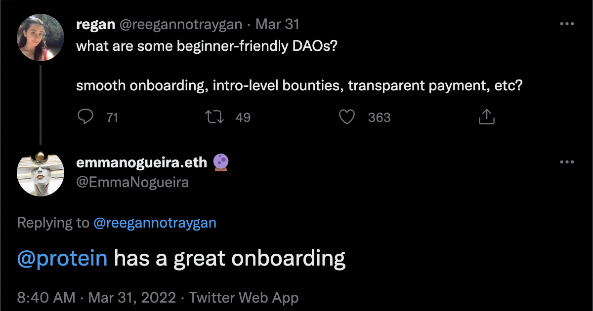 A tweet about the onboarding journey #1