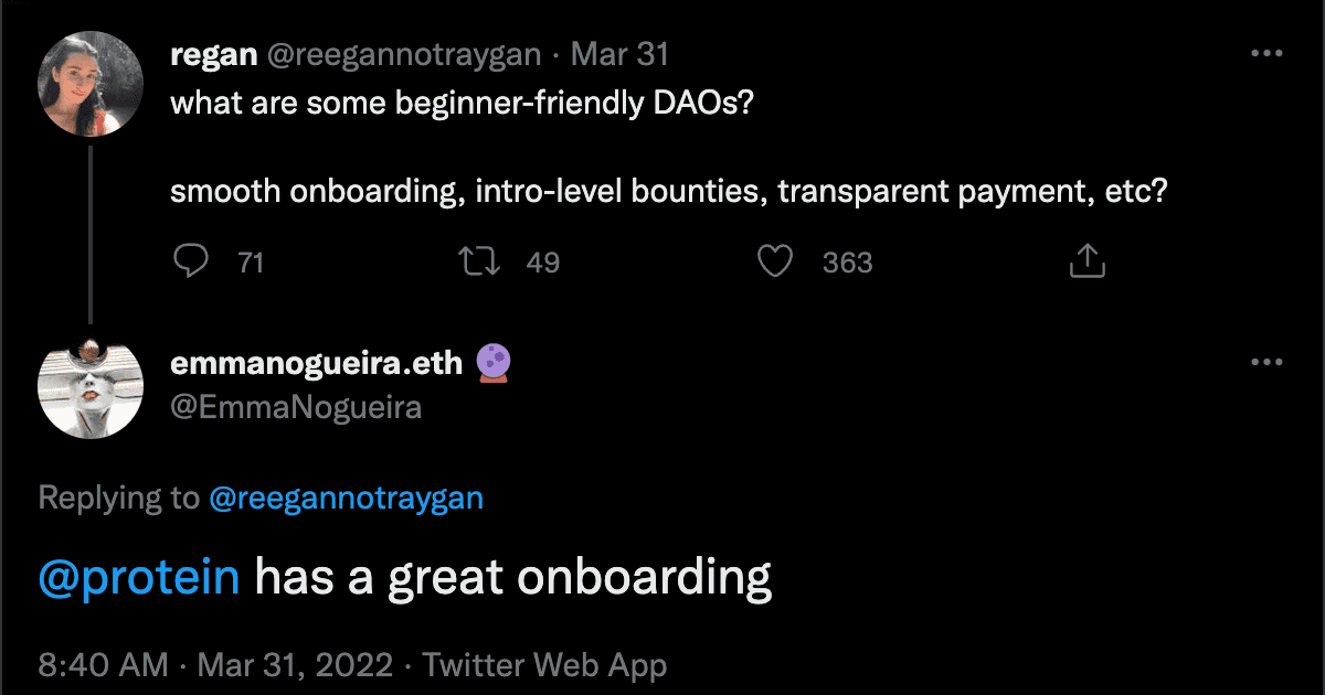 A tweet about the onboarding journey #1